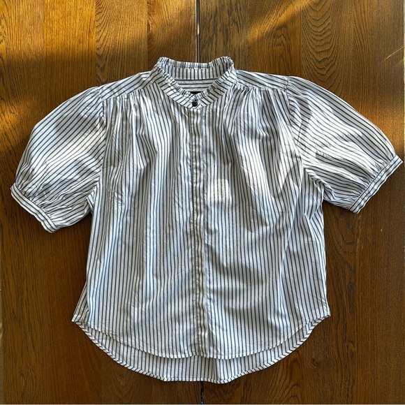 rag & bone Tops - Rag & Bone Navy Blue and White Striped Cotton Button Up Blouse | Size M